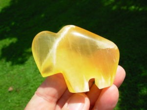 Amber Onyx Carved Buffalo from Utah