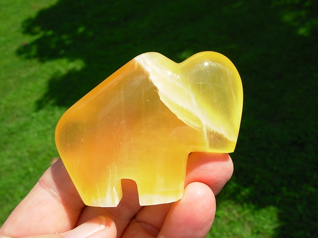 Amber Onyx Carved Buffalo from Utah