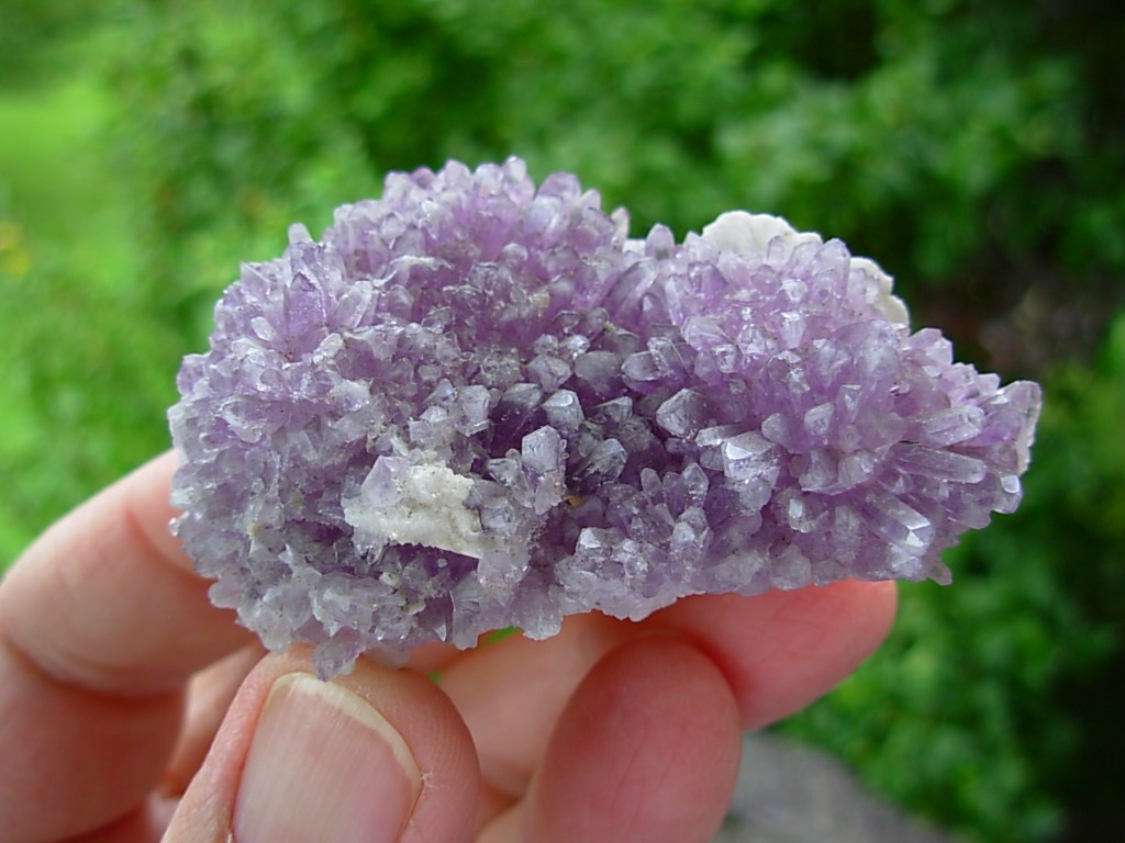 Beautiful Lavender Amethyst with Selenite on Quartz Matrix