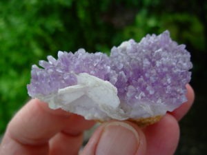 Beautiful Lavender Amethyst with Selenite on Quartz Matrix