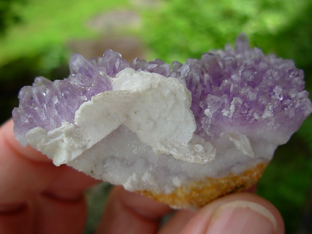 Beautiful Lavender Amethyst with Selenite on Quartz Matrix
