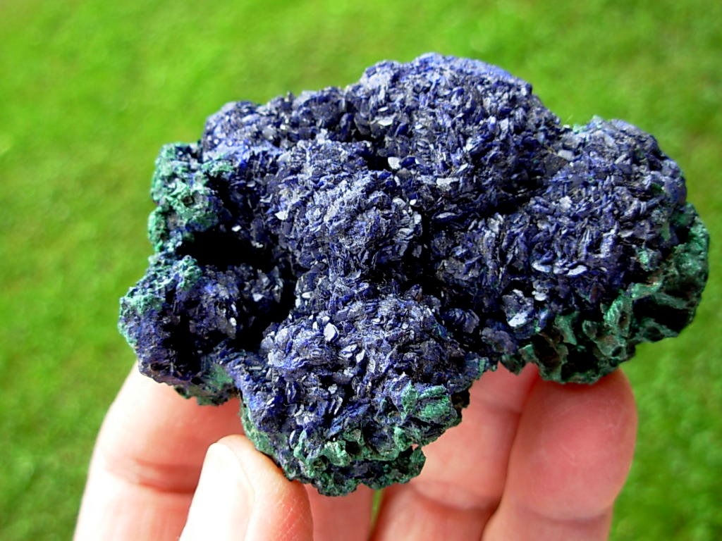 Azurite and Fibrous Malachite Specimen from the Congo