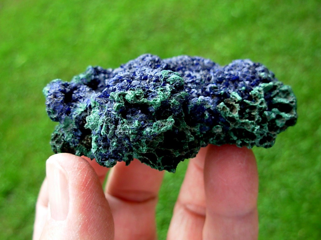 Azurite and Fibrous Malachite Specimen from the Congo