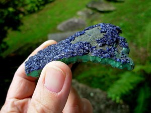 Rare Old Stock Azurite Crystals on Malachite Plate from Arizona