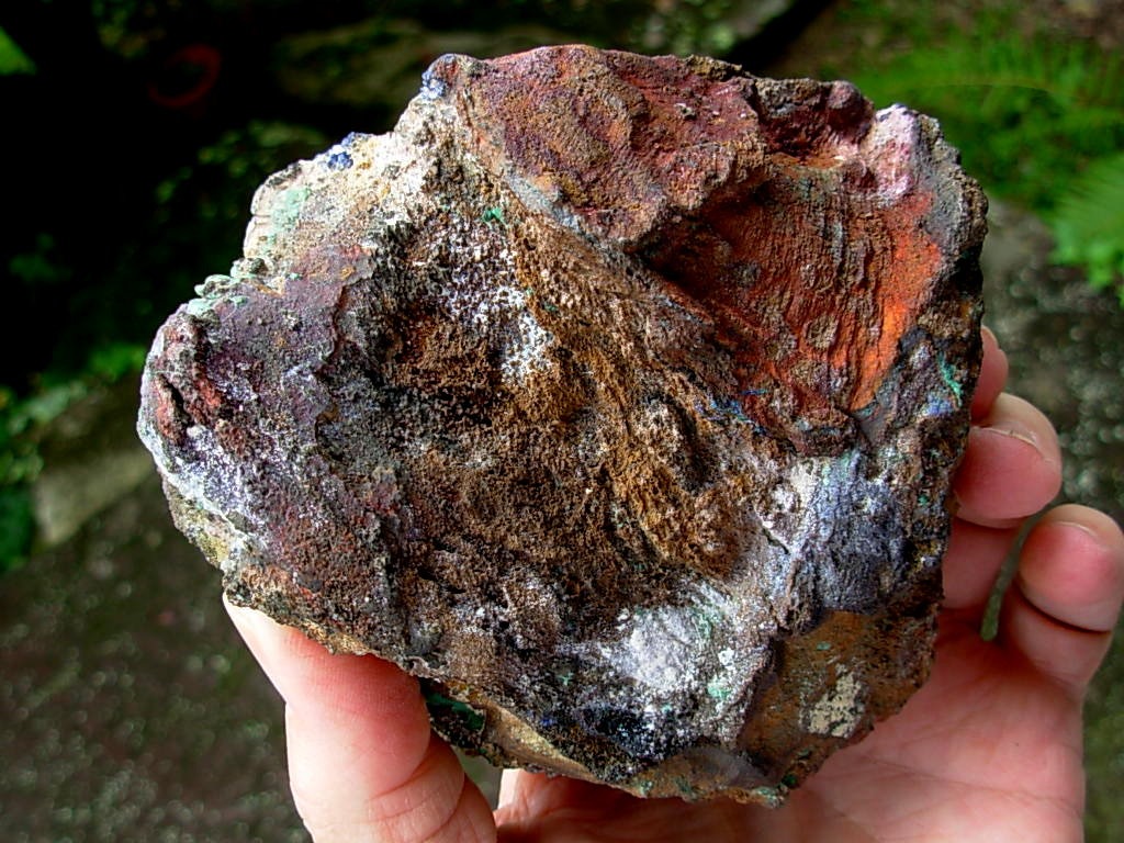 Botryoidal Velvet Malachite and Large Azurite Crystals from Sonora, Mexico