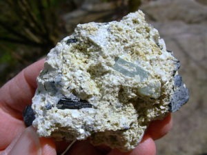Beryl var Aquamarine and Schorl on matrix