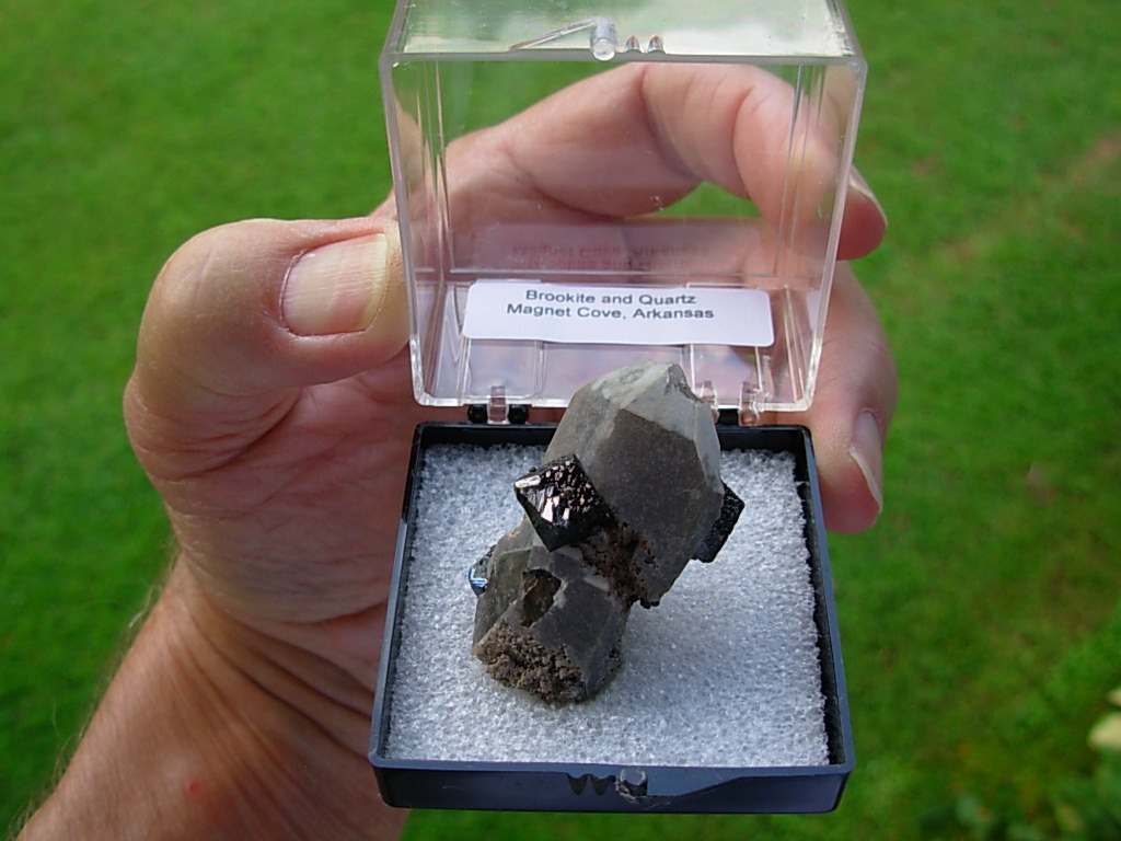 Brookite Crystals on Quartz from Magnet Cove