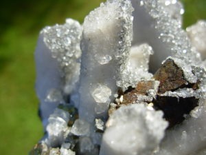 Calcite and Drusi Quartz on Danburite with Chalcopyrite