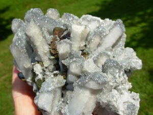 Calcite and Drusi Quartz on Danburite with Chalcopyrite