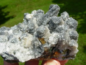 Calcite and Drusi Quartz on Danburite with Chalcopyrite