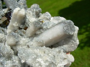 Calcite and Drusi Quartz on Danburite with Chalcopyrite