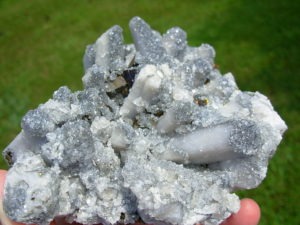 Calcite and Drusi Quartz on Danburite with Chalcopyrite