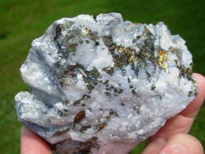 Calcite and Drusi Quartz on Danburite with Chalcopyrite
