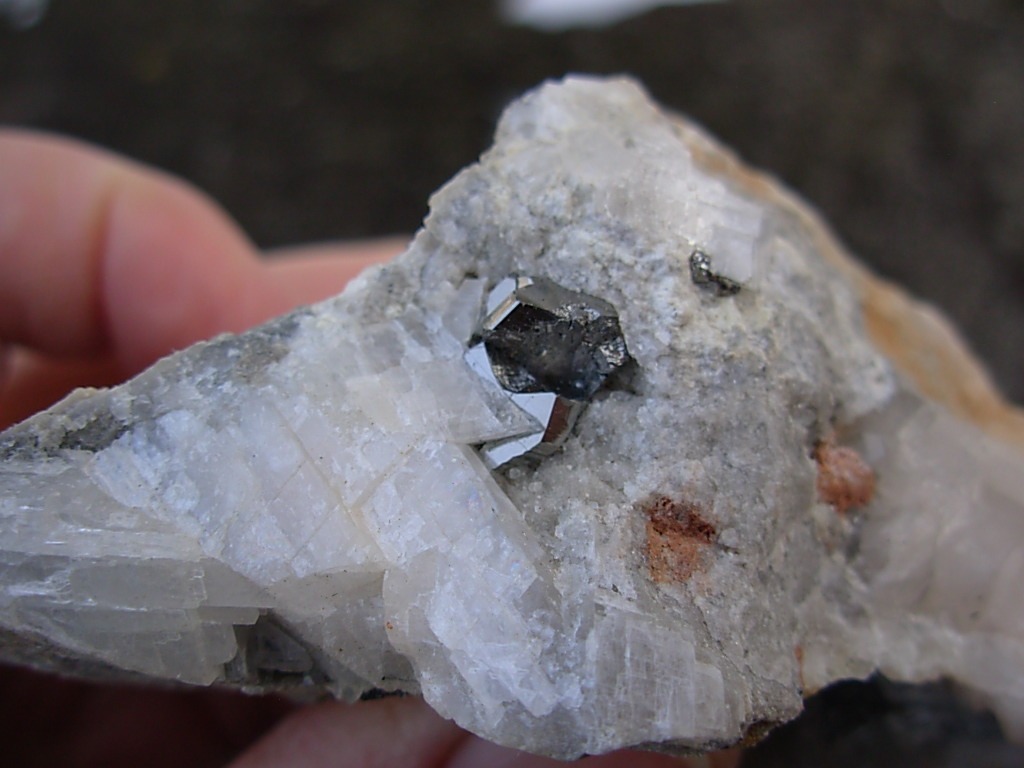 Carrollite Crystals in Calcite from the Kambove Mines, Congo