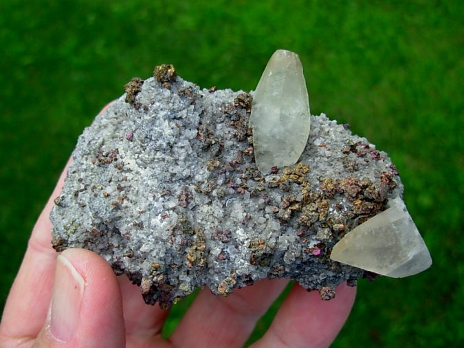 Chalcopyrite and Calcite on Dolomite from Sweetwater Mine in Missouri