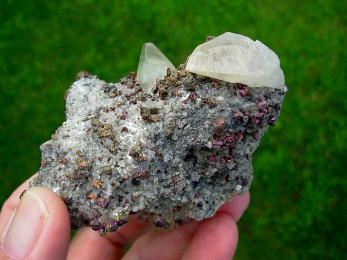 Chalcopyrite and Calcite on Dolomite from Sweetwater Mine in Missouri