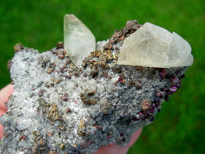Chalcopyrite and Calcite on Dolomite from Sweetwater Mine in Missouri