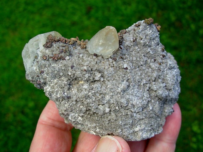 Chalcopyrite and Calcite on Dolomite from Sweetwater Mine in Missouri
