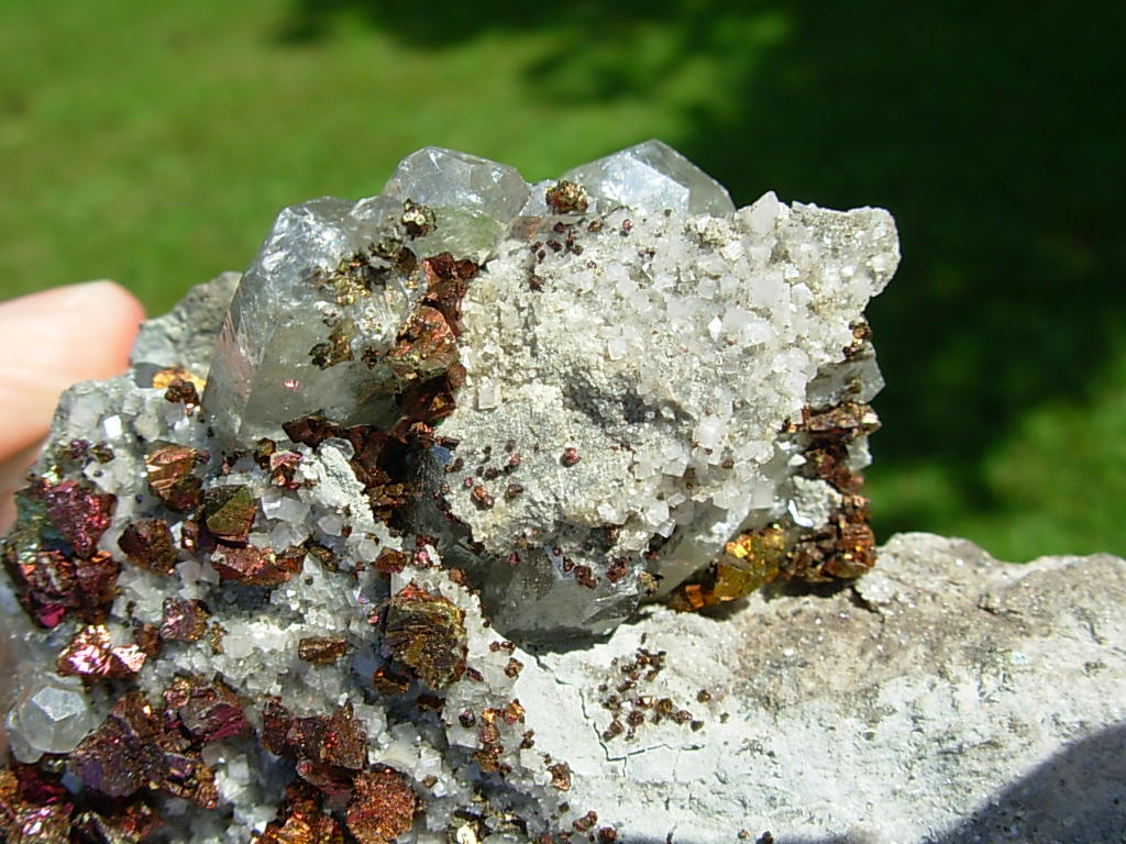 Chalcopyrite in Dolomite on Calcite from Reynolds County, Missouri