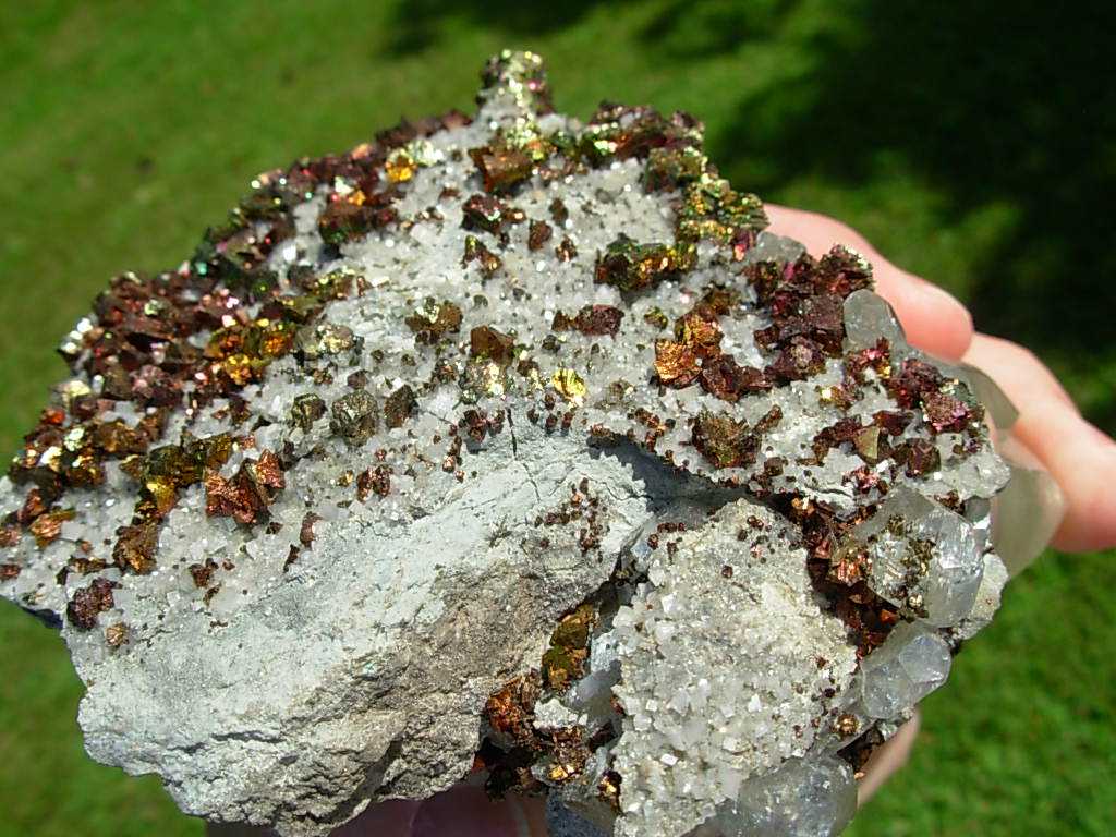 Chalcopyrite in Dolomite on Calcite from Reynolds County, Missouri