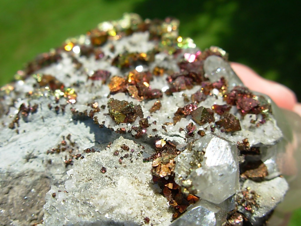 Chalcopyrite in Dolomite on Calcite from Reynolds County, Missouri