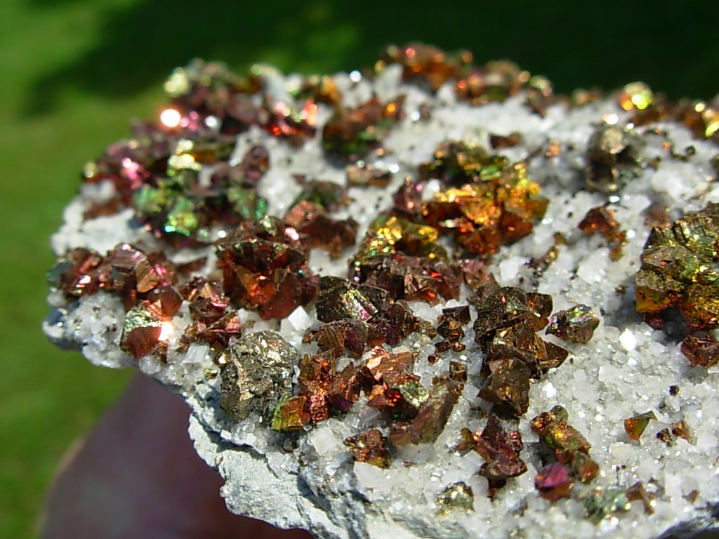Chalcopyrite in Dolomite on Calcite from Reynolds County, Missouri