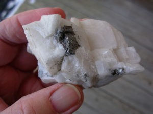 Classic Large Carrollite Crystal in Calcite from the Kambovem Mines, Congo