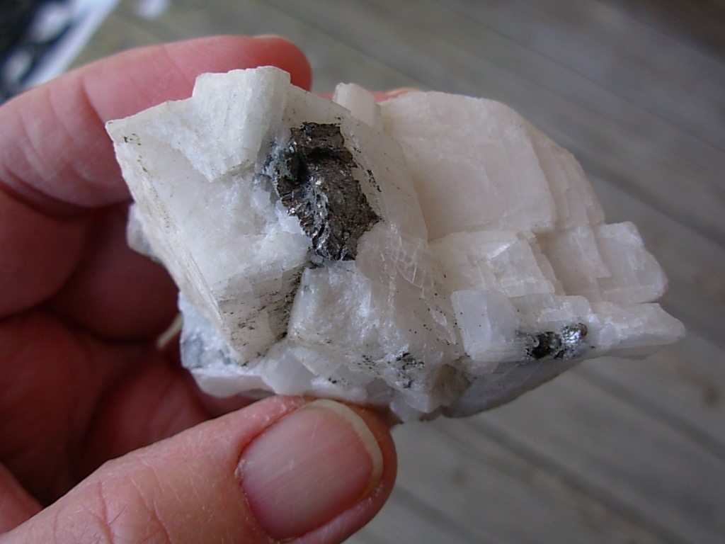 Classic Large Carrollite Crystal in Calcite from the Kambovem Mines, Congo