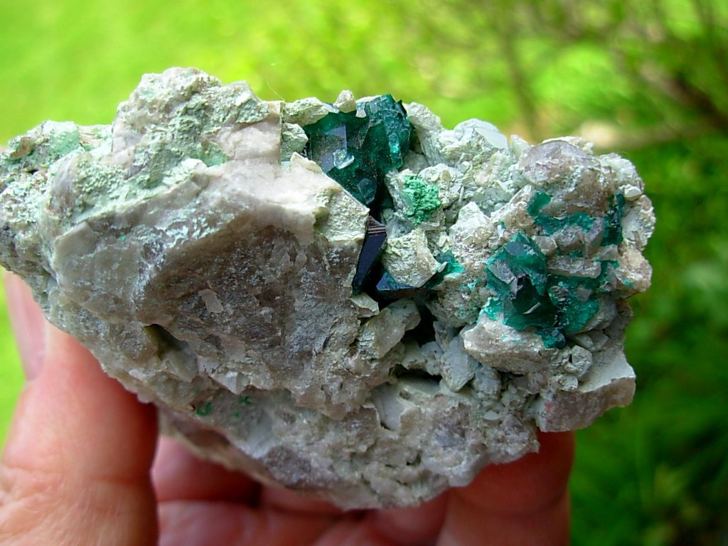 Dioptase on Matrix from Tsumeb Mine in Namibia