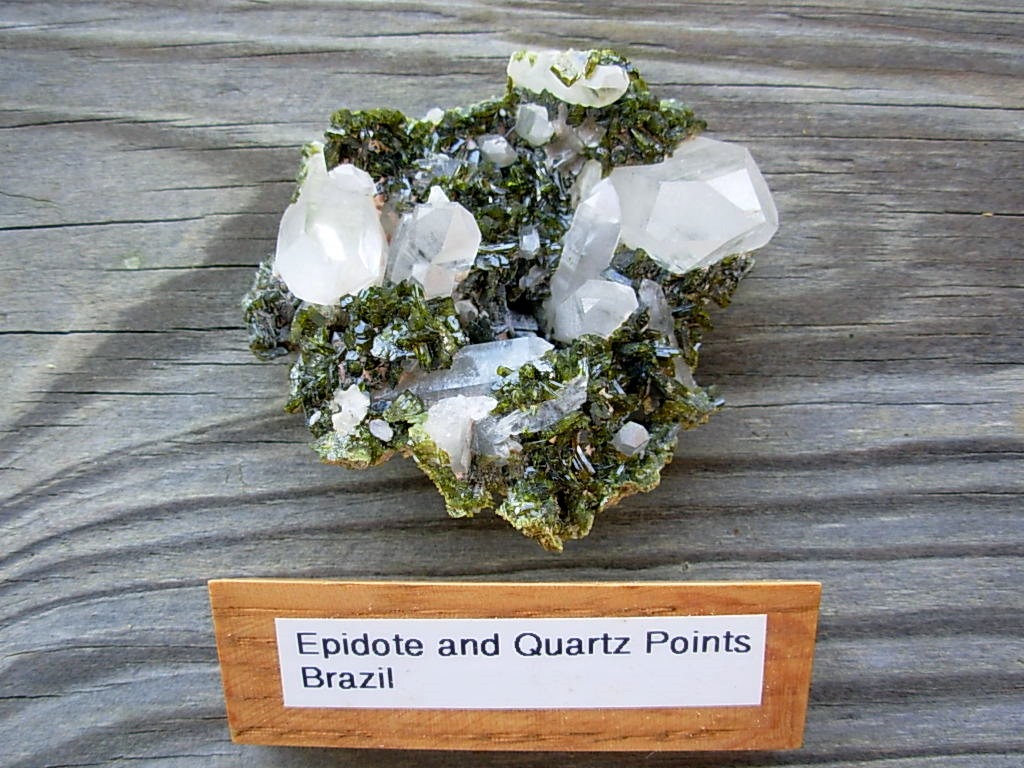 Epidote with Quartz Points from Brazil