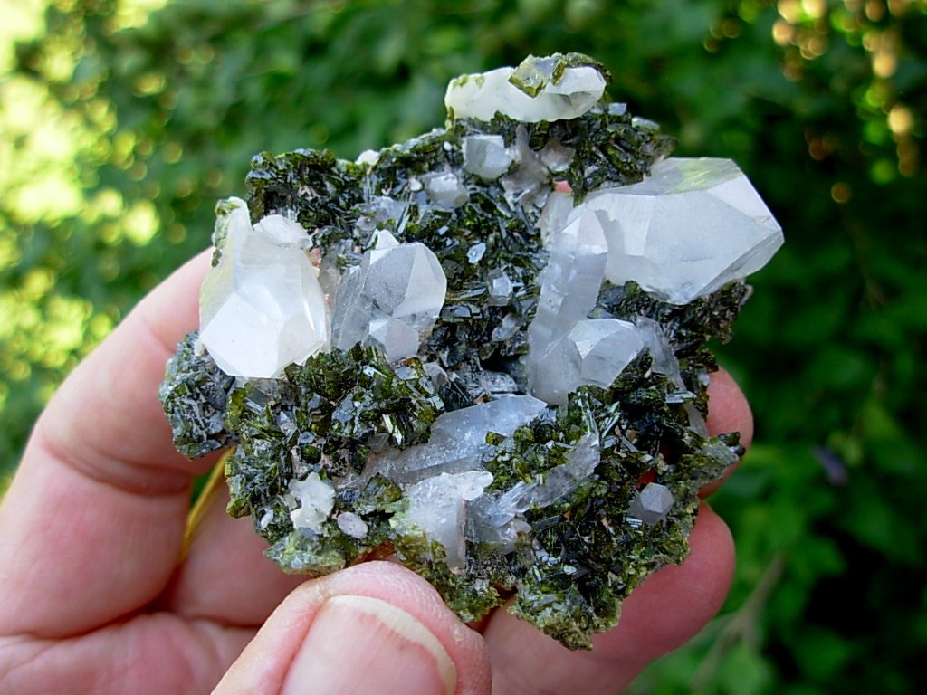 Epidote with Quartz Points from Brazil