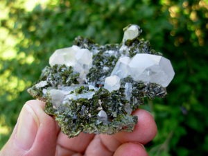 Epidote with Quartz Points from Brazil