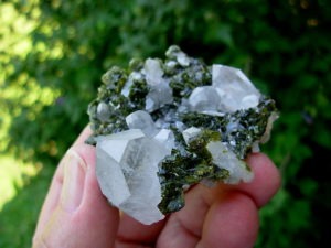 Epidote with Quartz Points from Brazil
