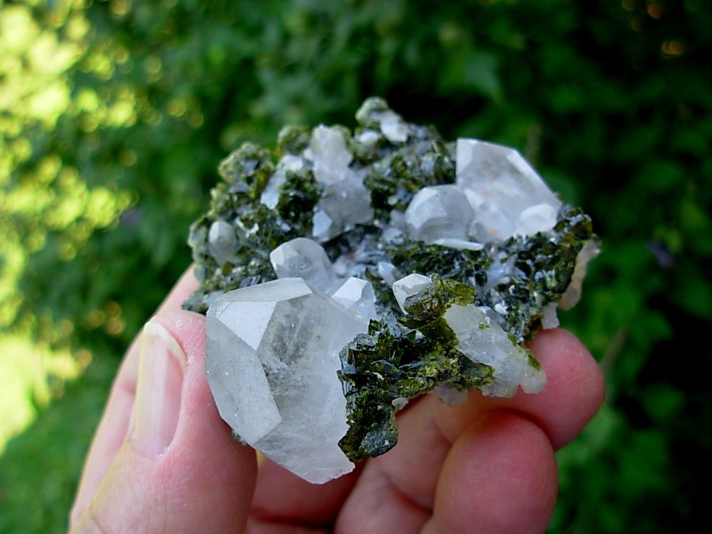 Epidote with Quartz Points from Brazil