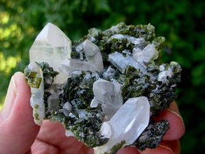 Epidote with Quartz Points from Brazil