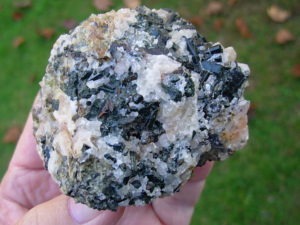 Personal Collection XLS Apatite on Calcite with Augite from Yates Mine, Canada