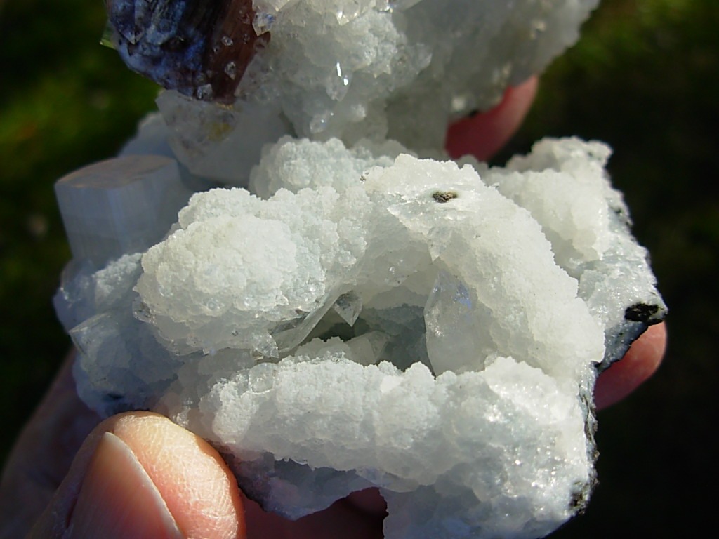Red Sheaf Heulandite Crystals with Apophylite Crystals on Chalcedony from Poona, India