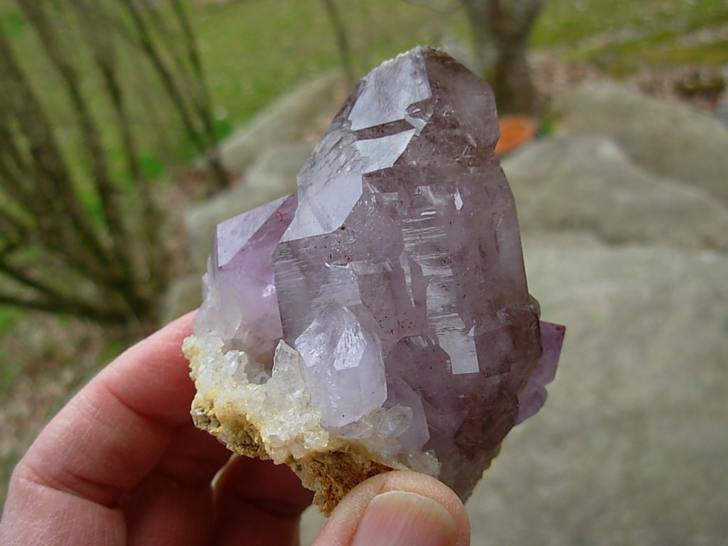 Beautiful Smoky Amethyst Quartz Crystals with Red Hematite Fire Inclusions