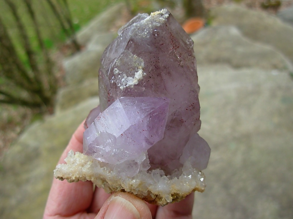 Beautiful Smoky Amethyst Quartz Crystals with Red Hematite Fire Inclusions