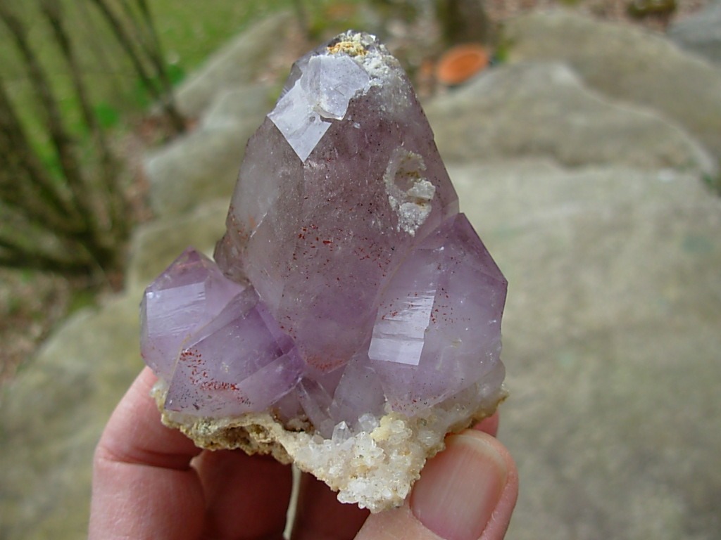 Beautiful Smoky Amethyst Quartz Crystals with Red Hematite Fire Inclusions