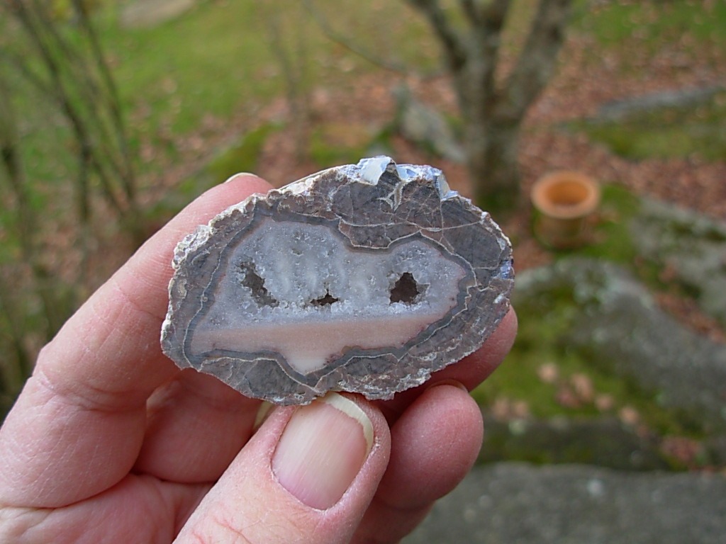 Baker Ranch cut Thunderegg with Pink Opal and Quartz