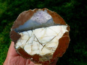 Amethyst and Opal Ochoco Mountain Thunderegg Polished Half