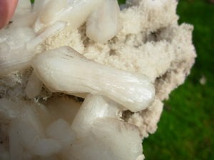 Spectacular White Chalcedony Stalactite and Stilbite Crystal Cluster from Jalgaon
