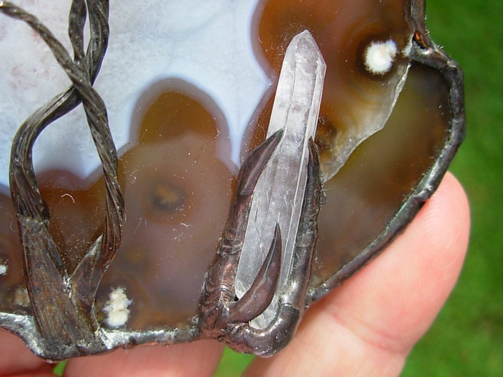 Twin Trunk Tree of Life with Quartz Crystal Point