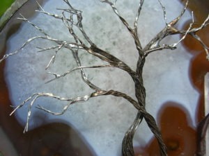 Twin Trunk Tree of Life with Quartz Crystal Point