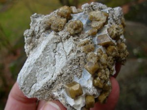 Yellow Brown Vesuvianite Crystals on Matrix from Mexico