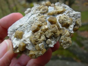 Yellow Brown Vesuvianite Crystals on Matrix from Mexico