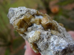Yellow Brown Vesuvianite Crystals on Matrix from Mexico