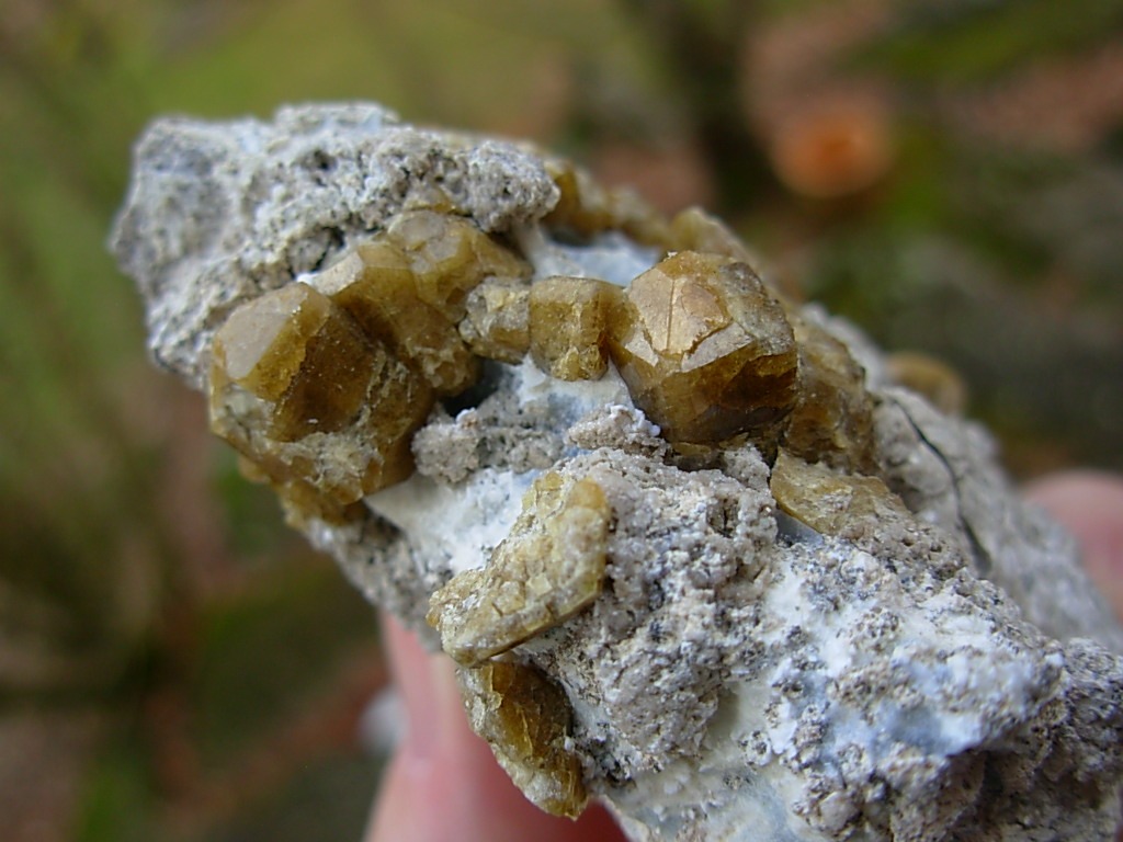 Yellow Brown Vesuvianite Crystals on Matrix from Mexico
