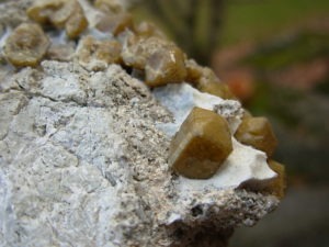 Yellow Brown Vesuvianite Crystals on Matrix from Mexico